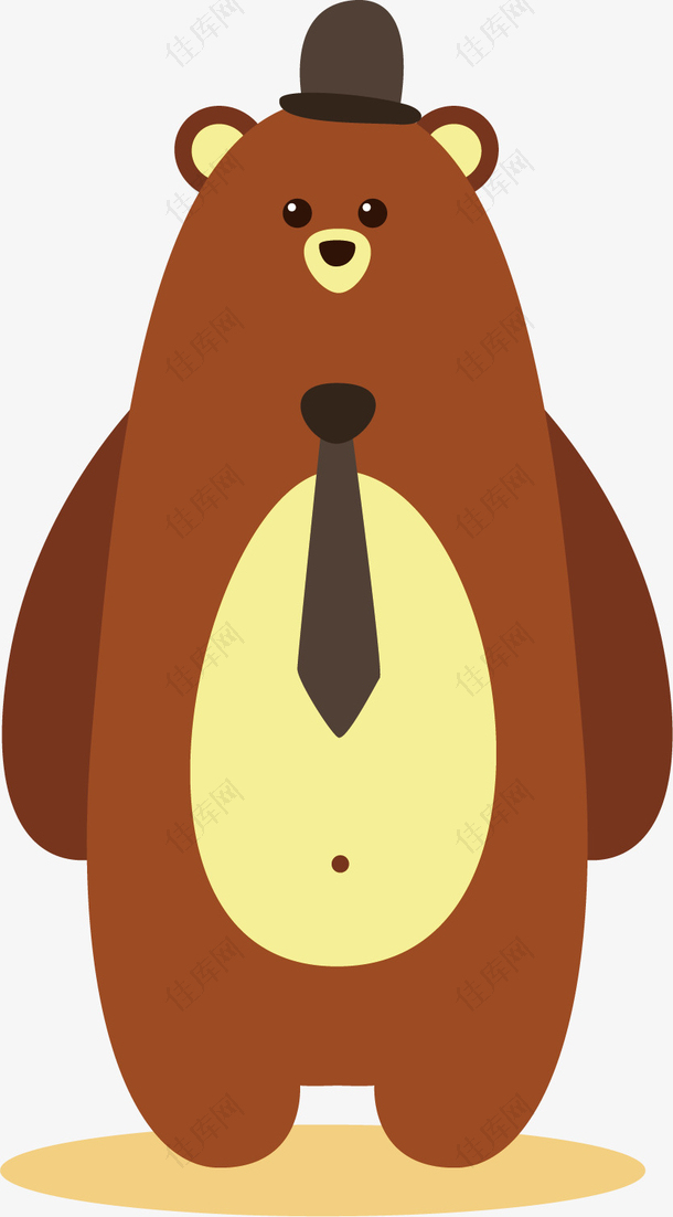 矢量图打领带的大灰熊