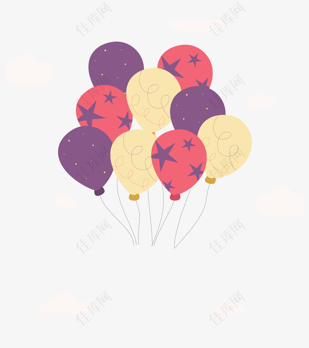 彩色空中卡通气球束