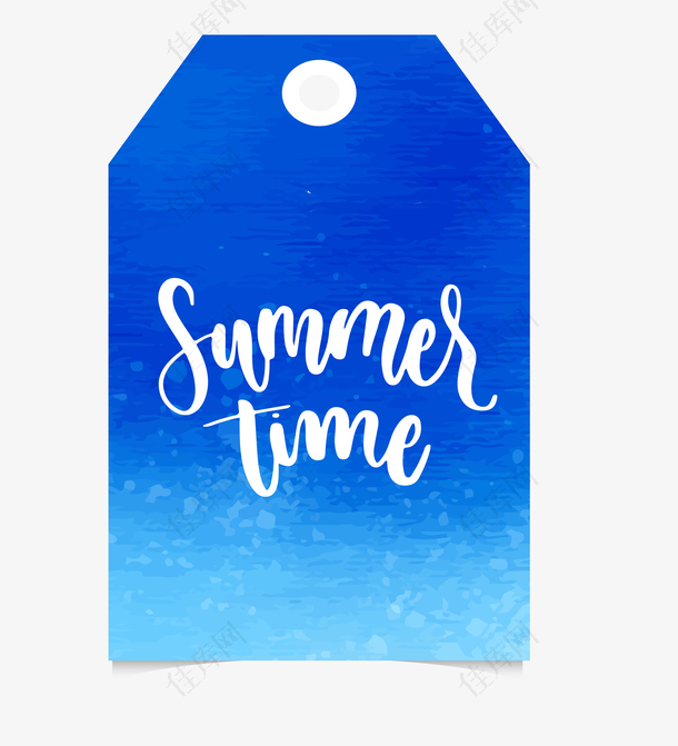 蓝色促销框矢量水彩夏日标签