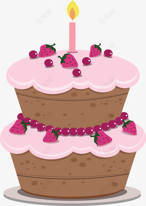 粉紫色草莓生日蛋糕