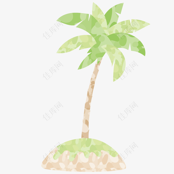 水彩手绘植物椰子树图片