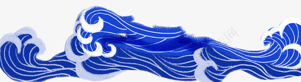 手绘装饰蓝色波浪素材