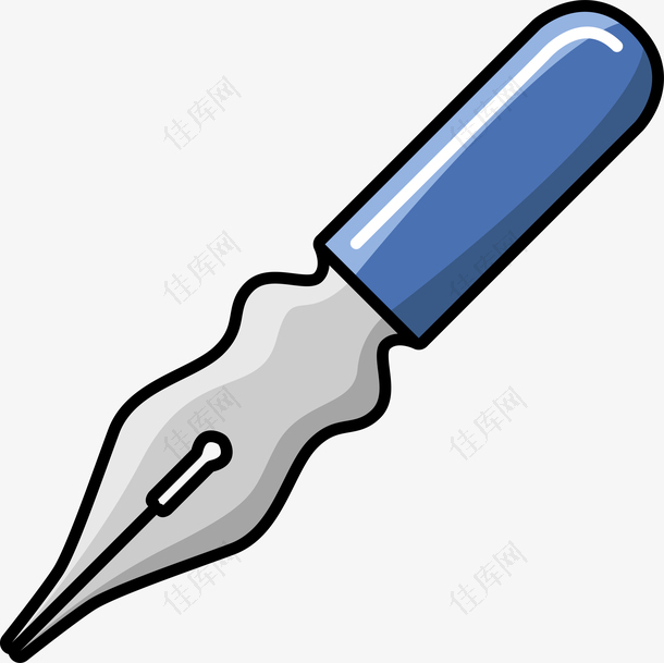 蓝色尖角矢量钢笔笔尖