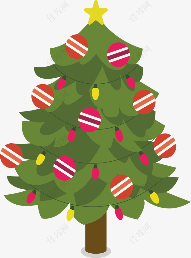 彩色小球装饰圣诞树
