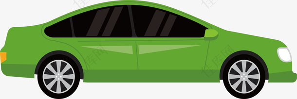 绿色精美轿车插画