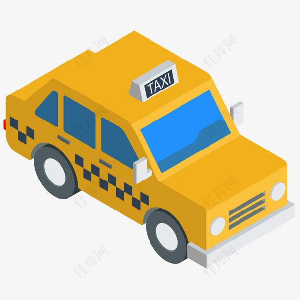 黄色出租车3D图标