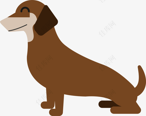 棕色小狗侧面卡通图案