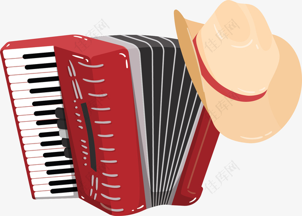 牛仔帽子和手风琴