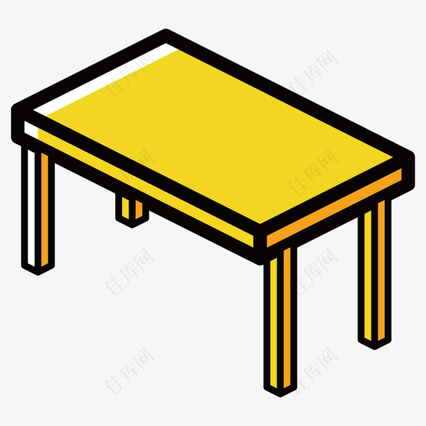 黄色手绘桌子元素