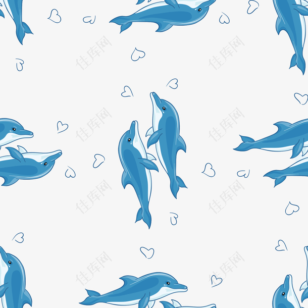 夏日世界海洋日元素海豚双舞背景