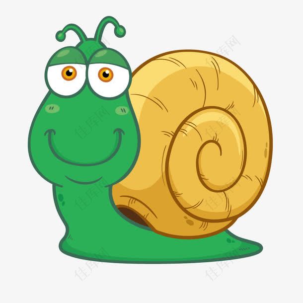 矢量和蔼的绿色蜗牛