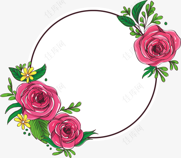 浪漫粉色玫瑰边框