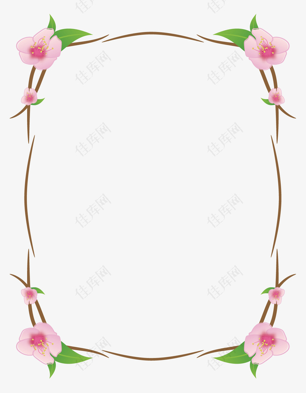 矢量图粉色桃花框架