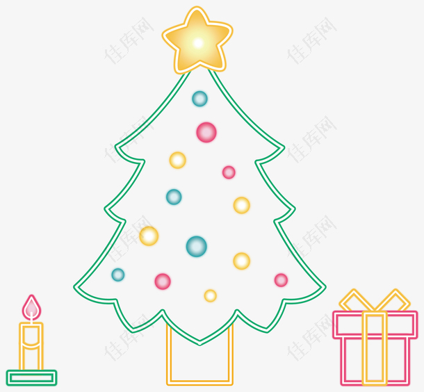 发光霓虹线条圣诞树