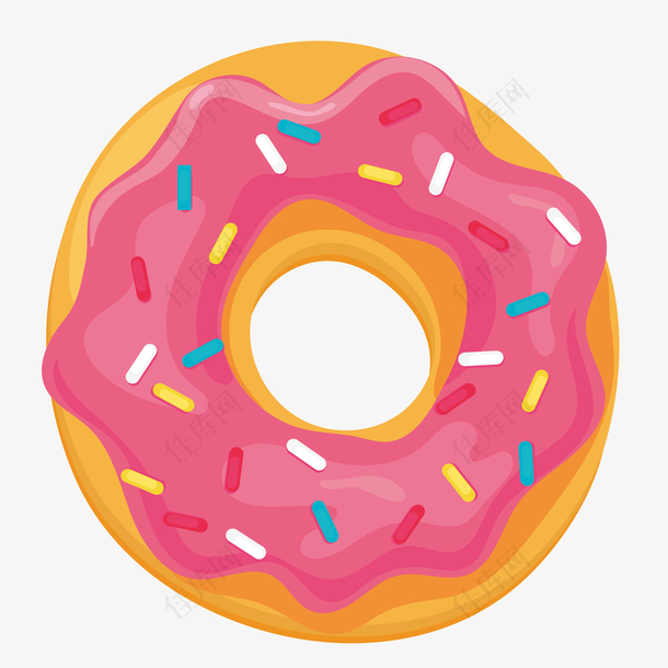 卡通手绘粉色甜甜圈矢量素材