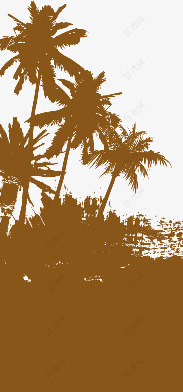 卡通夏日椰树剪影