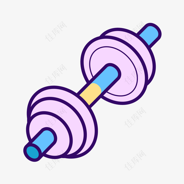紫色手绘圆弧哑铃元素
