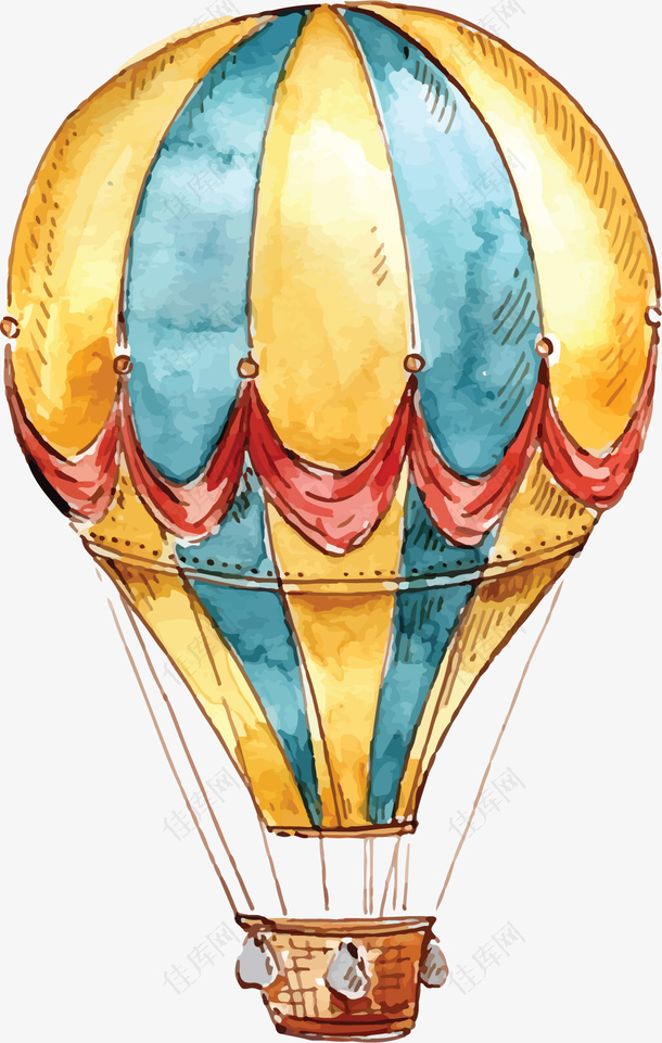 世界旅游手绘热气球