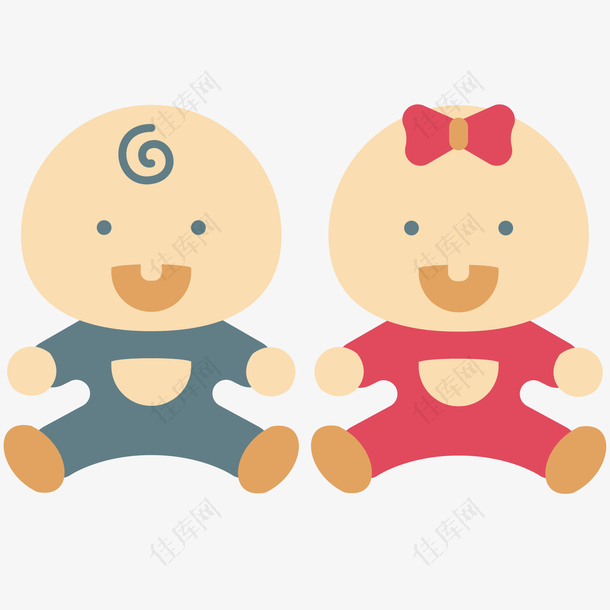 男婴儿和女婴儿矢量素材