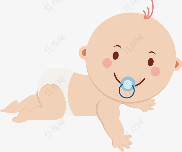 手绘含奶嘴的婴儿插画装饰图案