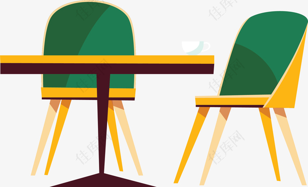 餐厅黄绿色餐桌椅