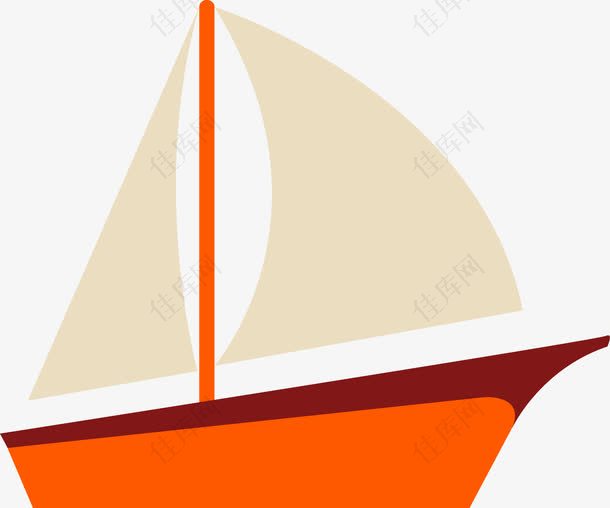 卡通帆船矢量图