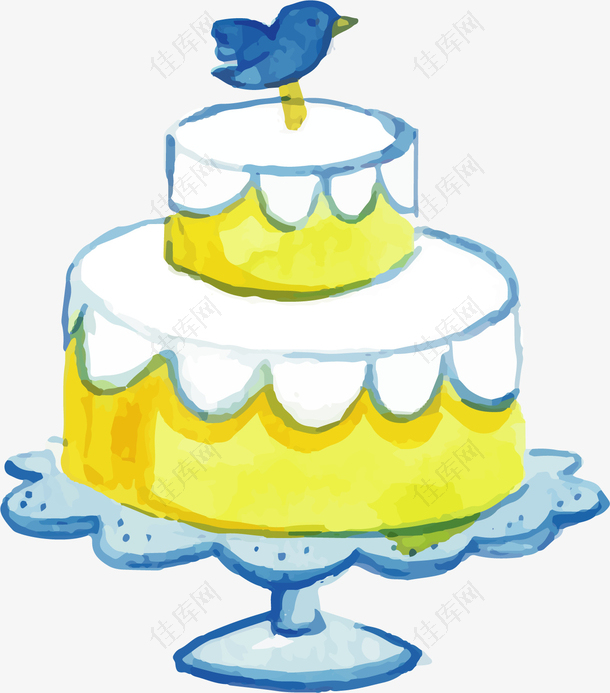 手绘风黄色的蛋糕
