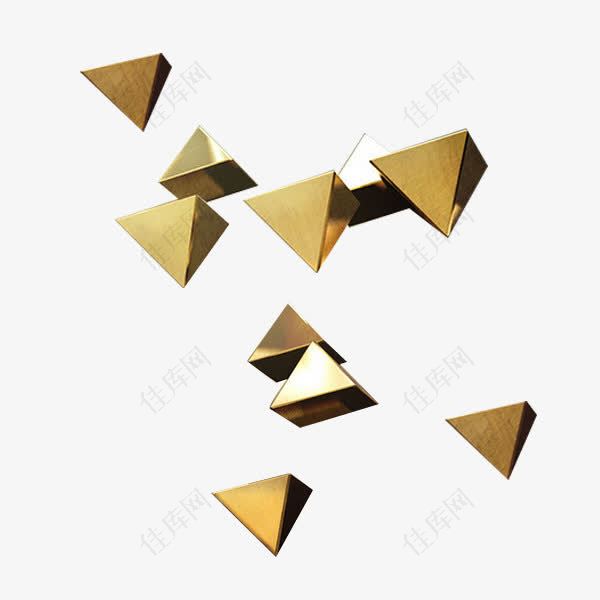 金色边框三角形立体元素