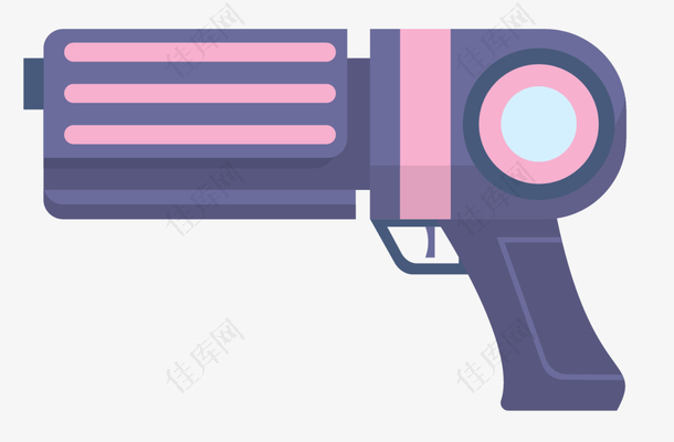粉紫色矢量卡通镭射枪