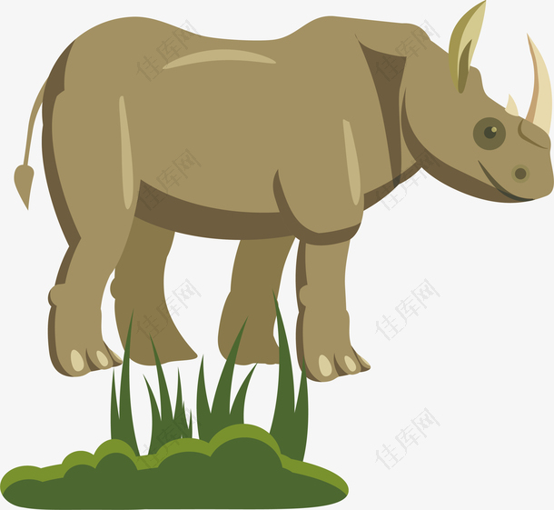手绘卡通野生动物犀牛矢量素材