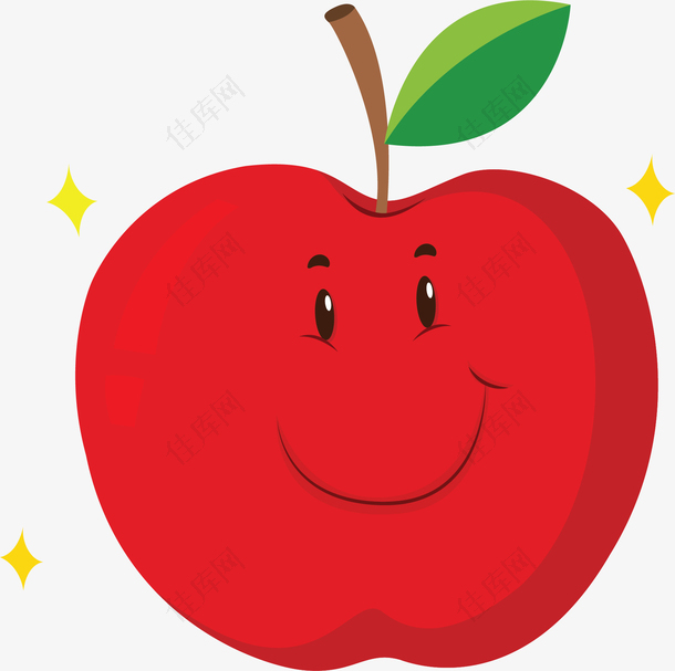 卡通红色笑脸苹果