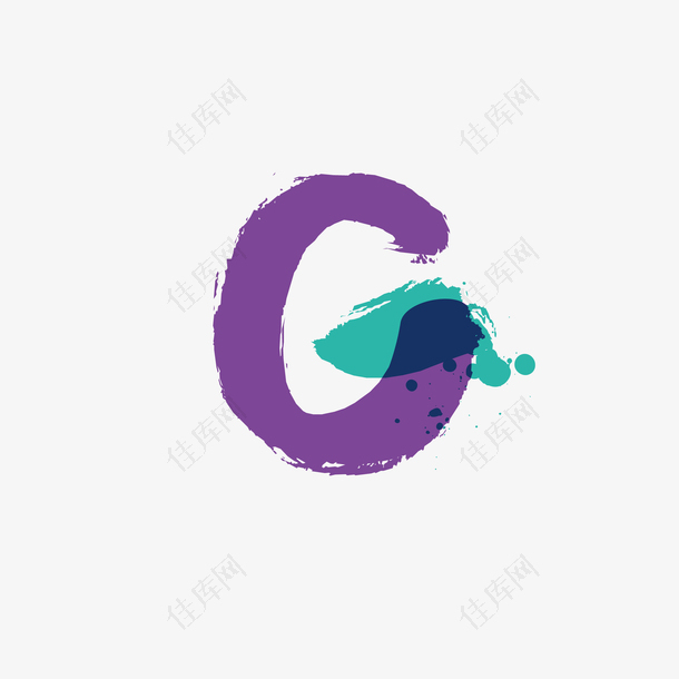 紫色半透明字母G免抠素材