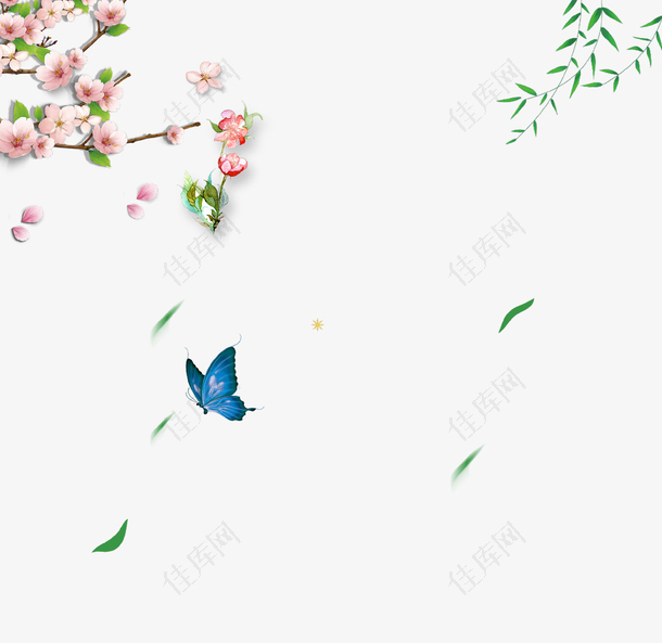 小清新唯美花朵蝴蝶装饰图案