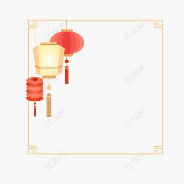 中国风节日灯笼边框元素