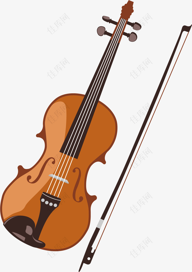 矢量图小提琴和琴弓