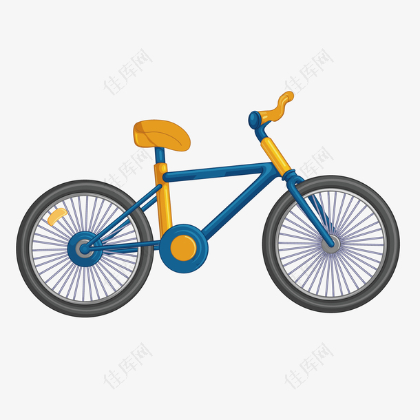 蓝色质感卡通自行车