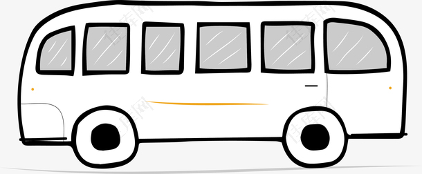 手绘旅游主题公交车矢量素材