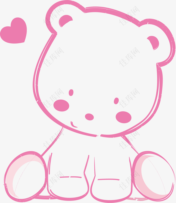 矢量粉色爱心小熊