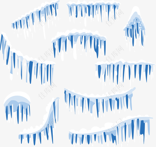 蓝白色冬天冰锥花纹