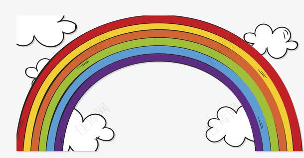 卡通手绘云端彩虹