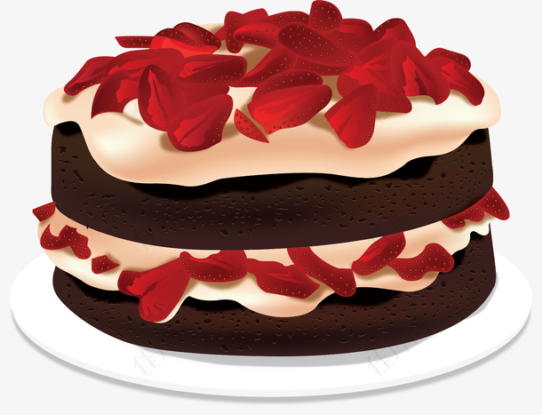 草莓果肉夹心蛋糕