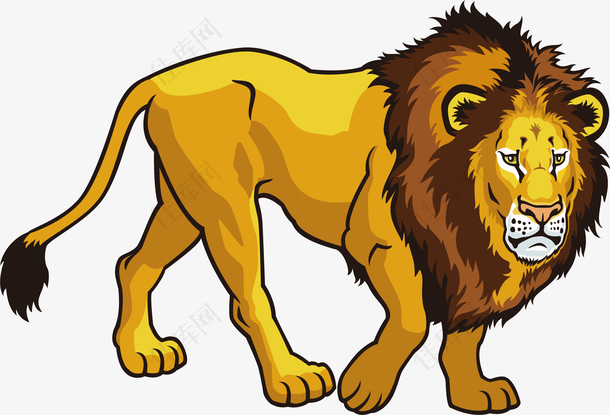 矢量手绘动物猛兽狮子