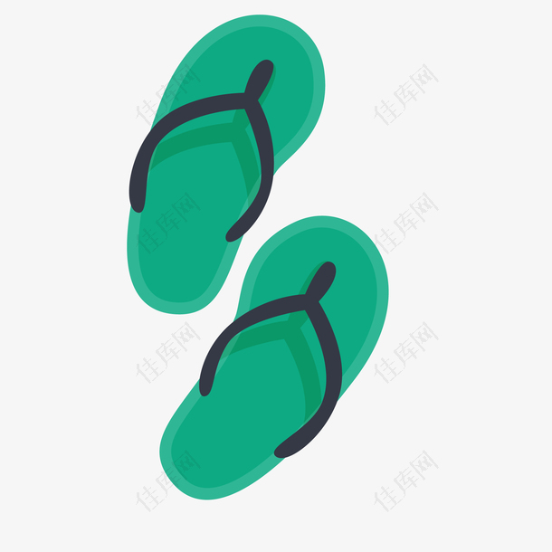 卡通绿色的沙滩拖鞋设计