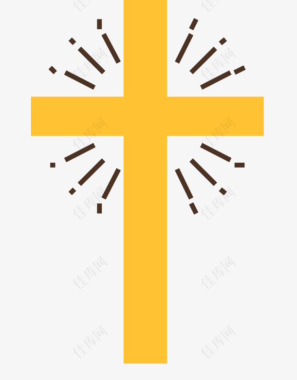 黄色发光矢量十字架