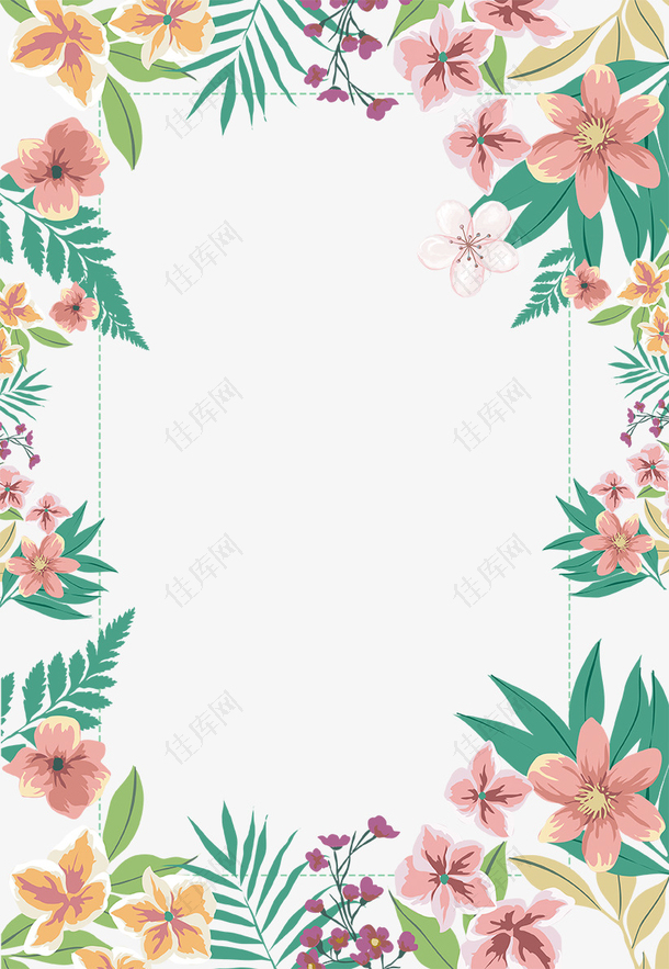 春季缤纷花朵装饰边框