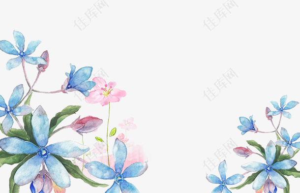 蓝色清新文艺花朵装饰
