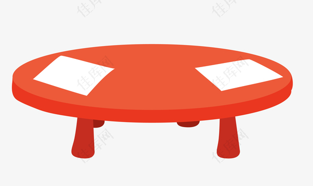 圆桌子橙色矢量卡通
