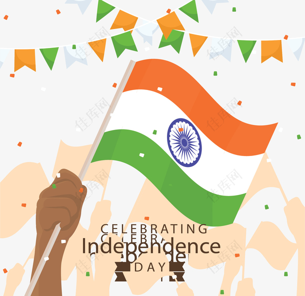 高举国旗印度独立日