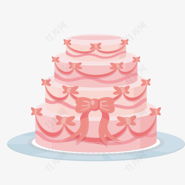 卡通婚礼蛋糕设计矢量图