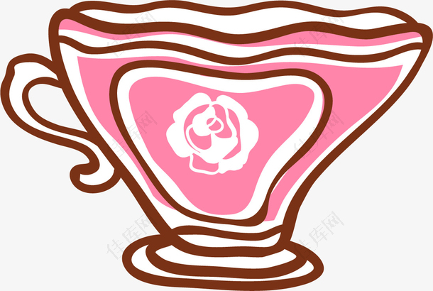 卡通粉色可爱茶具茶杯